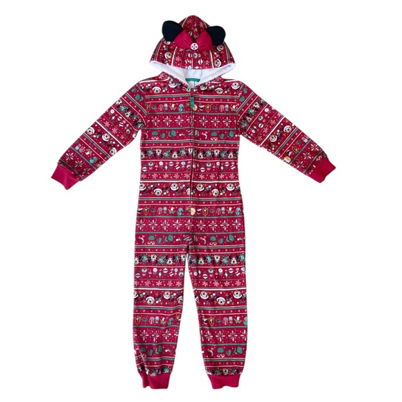 Disney Parks Minnie Mouse Christmas Holiday One Piece Pajama Suit Size Small - Picture 1 of 9